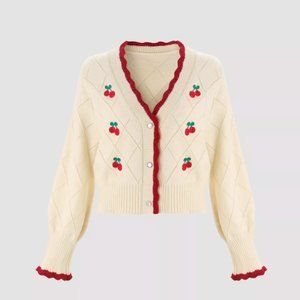 Cherry Decorated Cardigan Size M